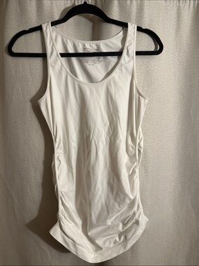 BeMaternity Cream Scoop Neck Tank with Side Ruching